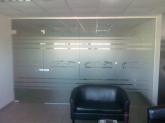 Glass partitions with pivot doors
