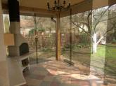 Glass partitions with sliding doors
